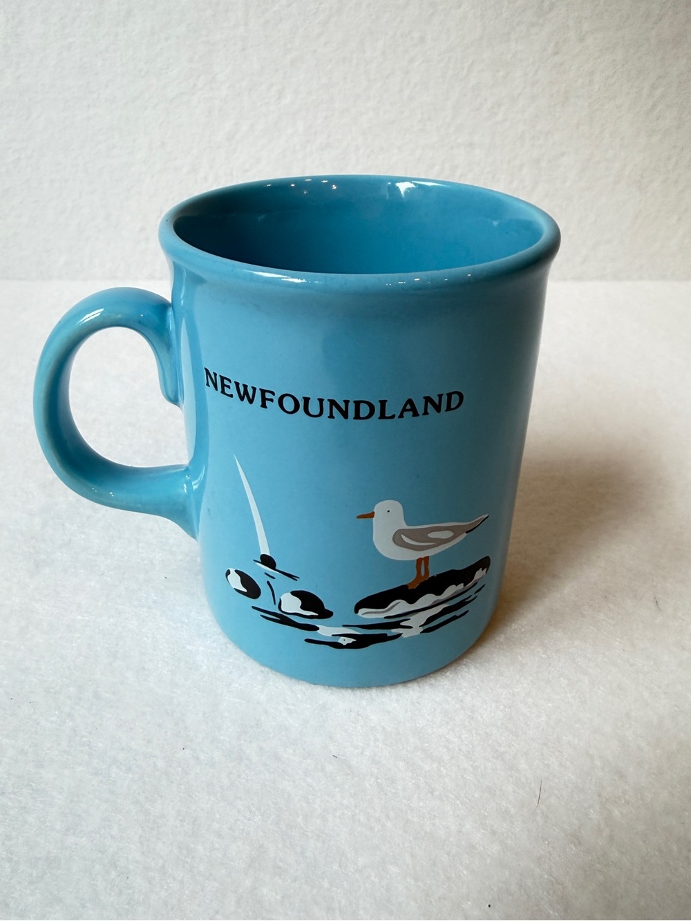 Vintage Newfoundland Souvenir Mug Seagull Blue Ceramic Made in England